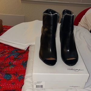 Halogen black peep toe booties